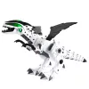 Elemmel működő dinoszaurusz robot mozgatható szárnyakkal, fényekkel, hanggal, fehér