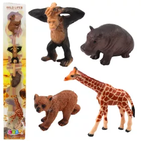 Mini figura készlet Vadállatok Csimpánz Zsiráf 6-9cm 4db