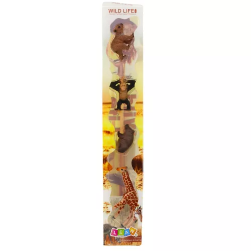 Mini figura készlet Vadállatok Csimpánz Zsiráf 6-9cm 4db