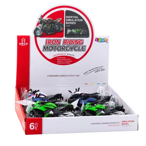 Versenyzős sportmotorkerékpár fényekkel és hangokkal