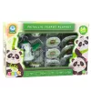 14 db-os fém kancsós teáskészlet panda zöld tányérokkal