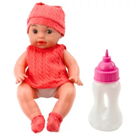 Baba Cumisüveggel Rózsaszín Ruha Hangok 30cm