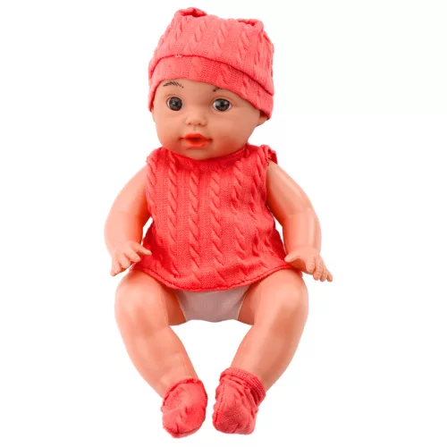 Baba Cumisüveggel Rózsaszín Ruha Hangok 30cm