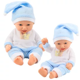 Baby Doll kék pizsamasapkában pomponnal