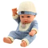 Baby Doll kék kötött ruhában sapkával
