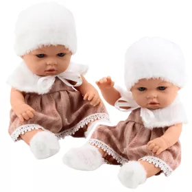 Baby Doll bézs színű ruha, sapka és gallér, zokni