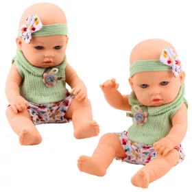Baby Doll zöld virágmintás ruha fejpánt masnival