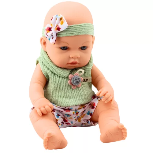 Baby Doll zöld virágmintás ruha fejpánt masnival