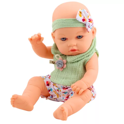 Baby Doll zöld virágmintás ruha fejpánt masnival