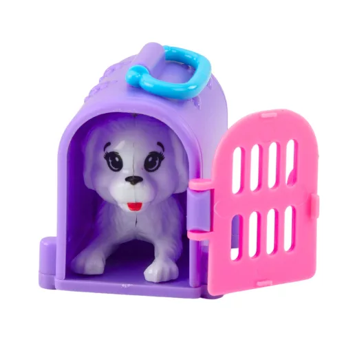 Mini baba kiegészítőkkel, cica babakocsi, rózsaszín babakészlet