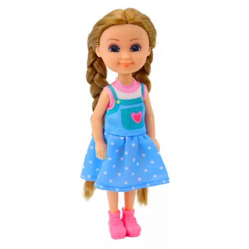 Mini baba hosszú hajjal és ruhával 15 cm-es mix