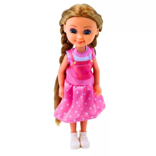 Mini baba hosszú hajjal és ruhával 15 cm-es mix