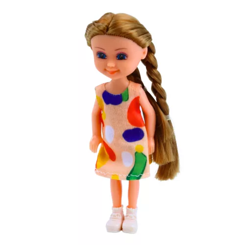 Mini baba hosszú hajjal és ruhával 15 cm-es mix