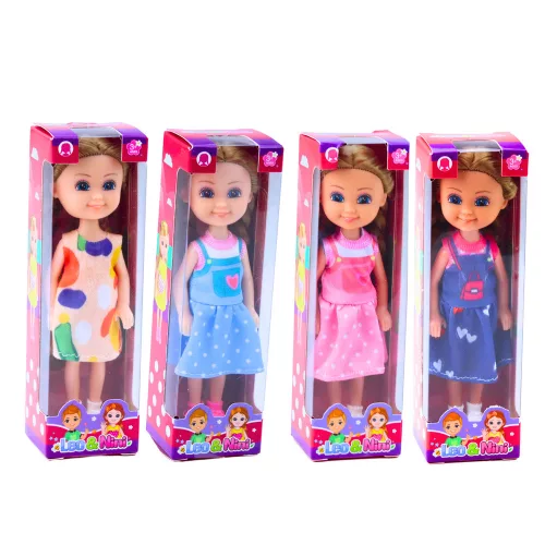 Mini baba hosszú hajjal és ruhával 15 cm-es mix