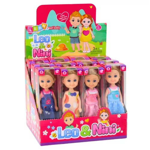 Mini baba hosszú hajjal és ruhával 15 cm-es mix