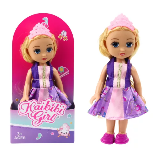 Mini Hercegnő Baba Koronával Díszített Ruha 17cm Mix