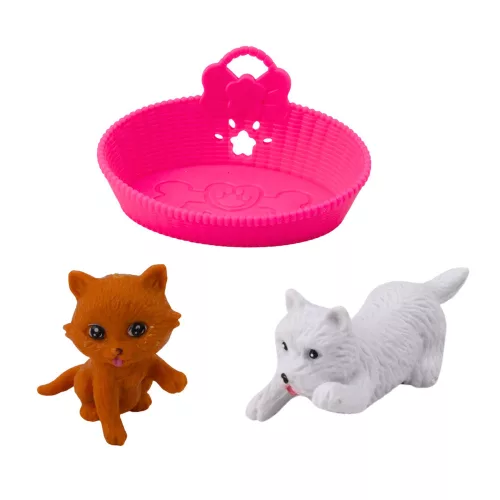 Mini baba szett kutya- és cicaággyal, valamint etetőtállal