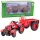 Fém mezőgazdasági traktor utánfutóval, piros 1:18