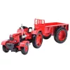 Fém mezőgazdasági traktor utánfutóval, piros 1:18