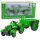 Fém mezőgazdasági traktor utánfutóval zöld 1:18