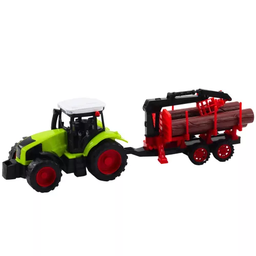 Mezőgazdasági traktor HDS pótkocsival rönkök szállításához