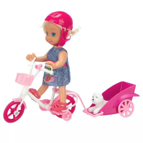 Mini baba bicikli utánfutó sisak fehér kutyaszett
