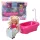 Mini baba szett káddal és fehér kutyával, rózsaszín