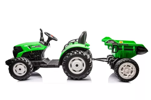 HC-306 akkumulátoros traktor pótkocsival, világoszöld, 24V