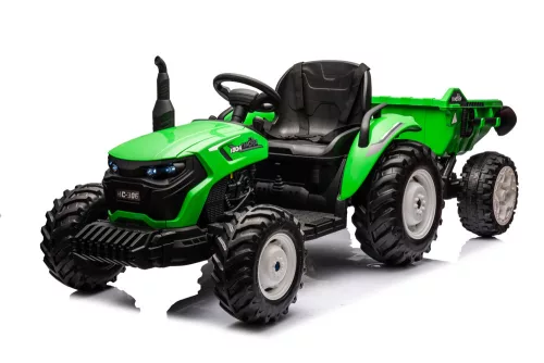 HC-306 akkumulátoros traktor pótkocsival, világoszöld, 24V
