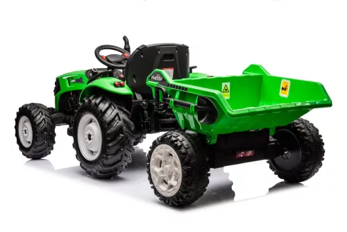HC-306 akkumulátoros traktor pótkocsival, világoszöld, 24V
