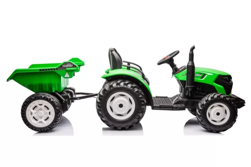 HC-306 akkumulátoros traktor pótkocsival, világoszöld, 24V