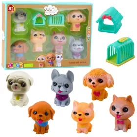   Figurakészlet Gumi kutyáknak Nyikorgó Kennel Szállító 6 db