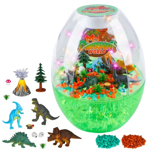 DIY kreatív dinoszaurusz terrárium készlet hangvezérlésű éjszakai fénnyel