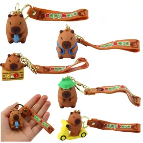 Kulcstartó Capybara figura medál karabiner gyűrű mix