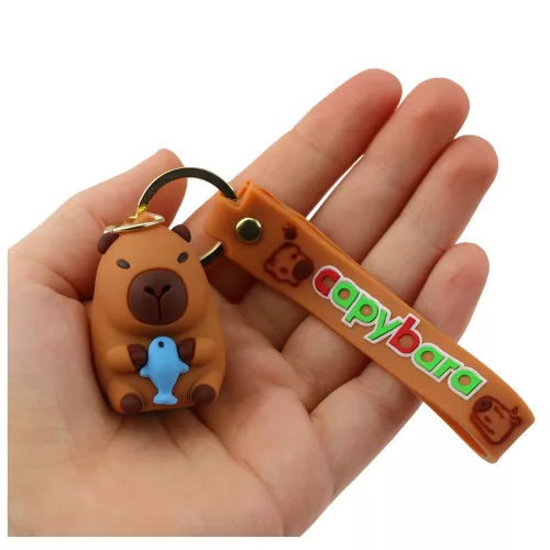 Kulcstartó Capybara figura medál karabiner gyűrű mix