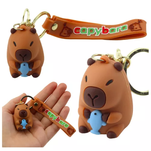 Kulcstartó Capybara figura medál karabiner gyűrű mix