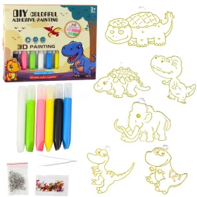   DIY kreatív üveg kulcstartók dinoszaurusz filctollak 6 db.