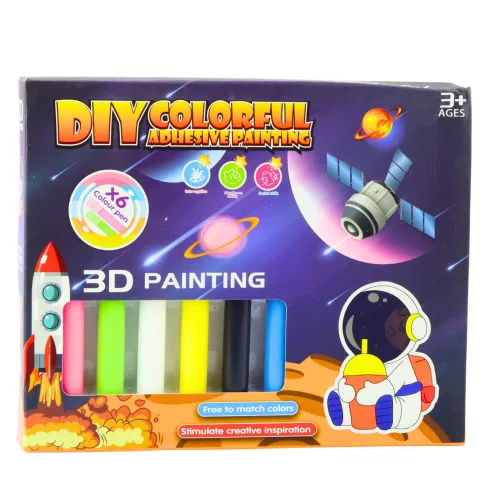 3D barkács űrfestő készlet 6 festék medál 12 db.