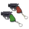 Mini pisztoly revolver kulcstartó kütyü LED fény lézer 6,5 cm