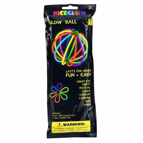 Fluoreszkáló gömb, sötétben világító neon rúd, 12 rúd