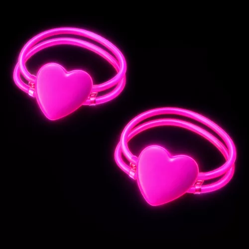 Dupla szíves karkötők, fluoreszkáló pálcikás neonfényű karkötők