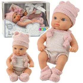 Baba, Rózsaszín Ruha, Kalap, Előke, 18 cm