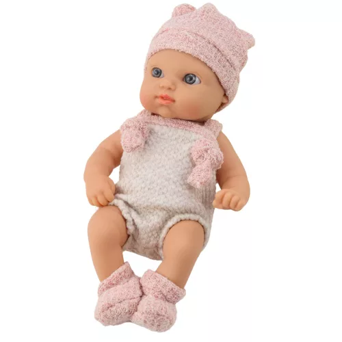 Baba, Rózsaszín Ruha, Kalap, Előke, 18 cm