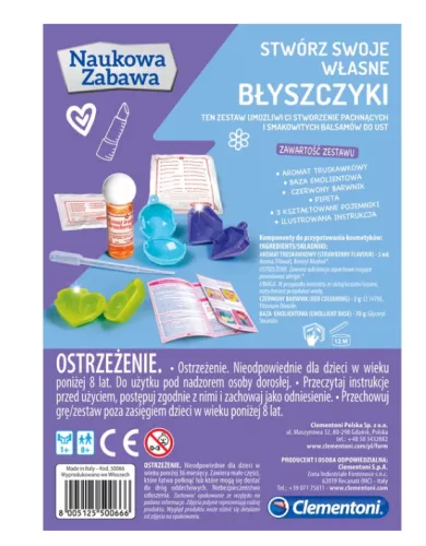 Tudományos szórakoztató ajakbalzsam laboratóriumi készlet lengyel nyelvű Clementoni 50066