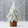Dekoratív műfenyő hóval borított törzsön 20 x 9 cm