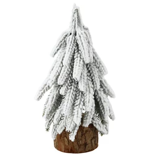 Dekoratív műfenyő hóval borított törzsön 30 x 10 cm