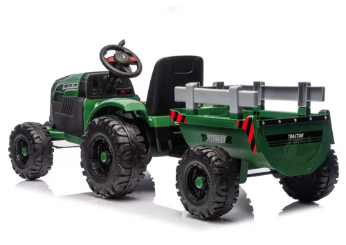 CH9959B Akkumulátoros traktor pótkocsival, sötétzöld, 24V