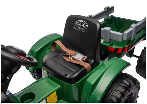 CH9959B Akkumulátoros traktor pótkocsival, sötétzöld, 24V