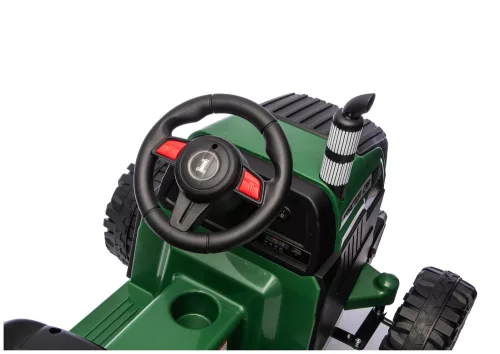 CH9959B Akkumulátoros traktor pótkocsival, sötétzöld, 24V