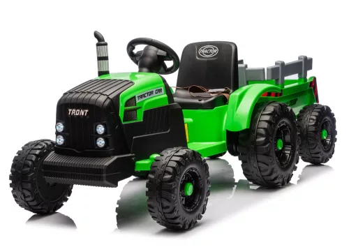 CH9959B Akkumulátoros traktor pótkocsival, világoszöld, 24V